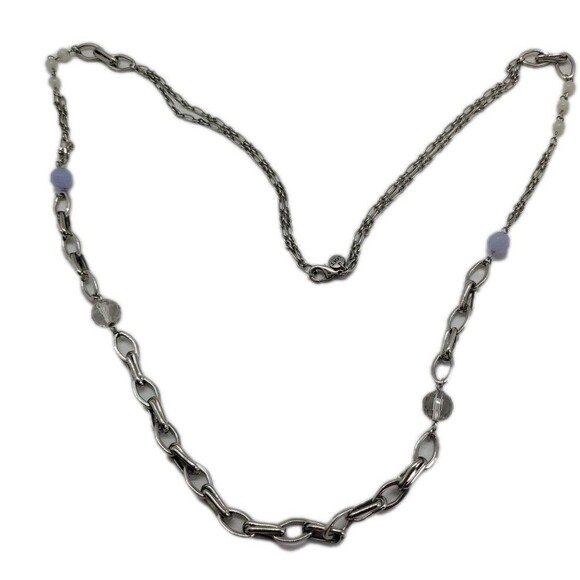 Ann Taylor LOFT 38” Long Beaded Necklace Chunky Cable Chain Boho Whimsy - Picture 8 of 13